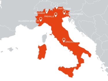 Mappa con stabilimenti RÖFIX Italia
